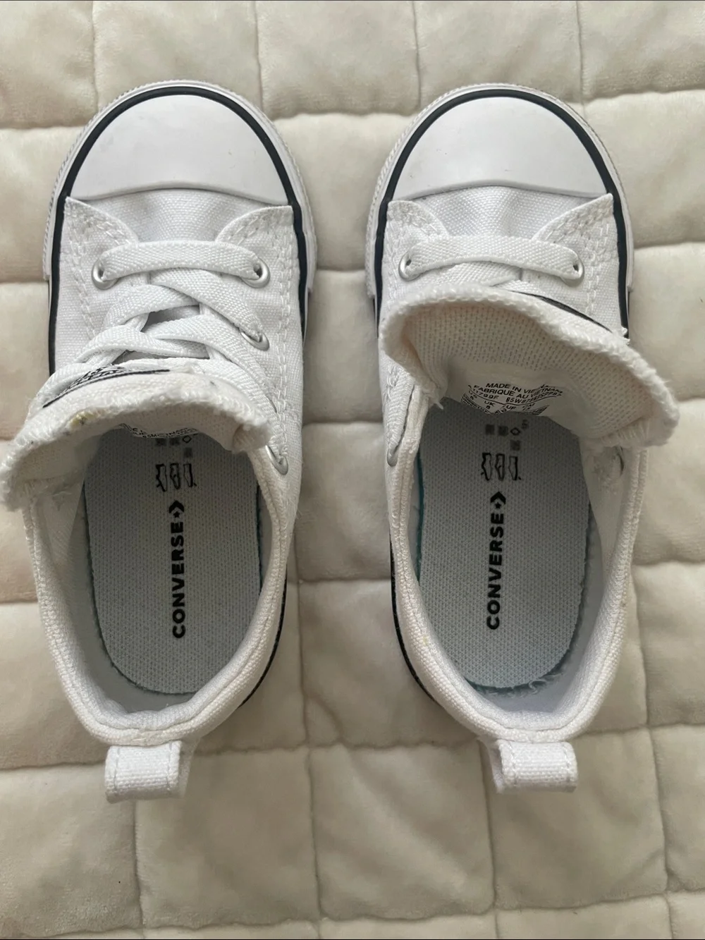 Converse Kids White Low-Top Canvas Sneakers with Black Trim